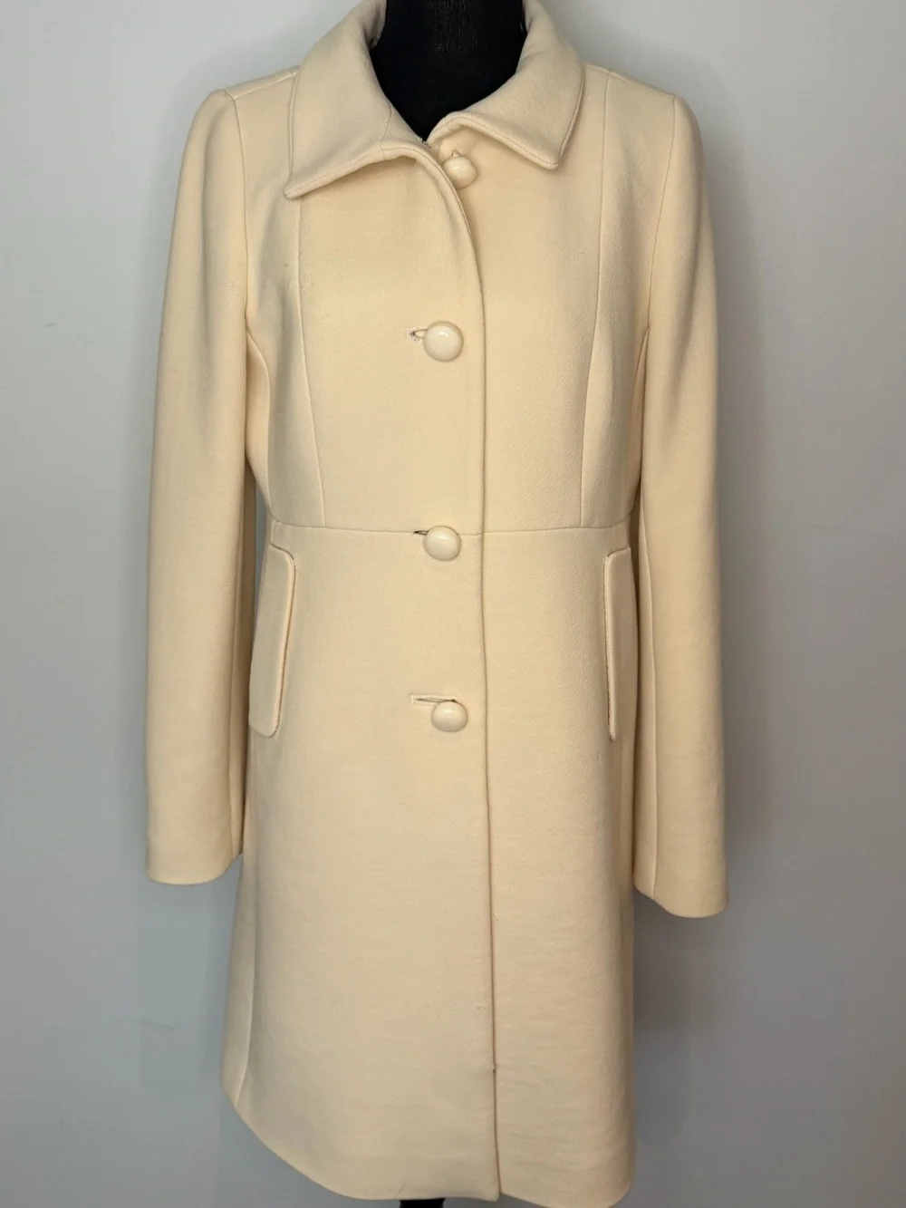 J.Crew Italian Double-Cloth Carlin Wool Blend Coat - Y2K - Size 8 - Cream